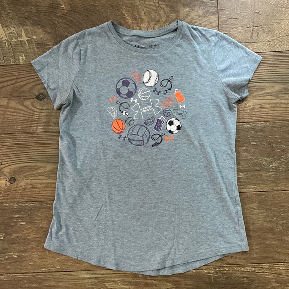 Girls Under Armour Grey T-shirt Size L - Picture 1 of 4